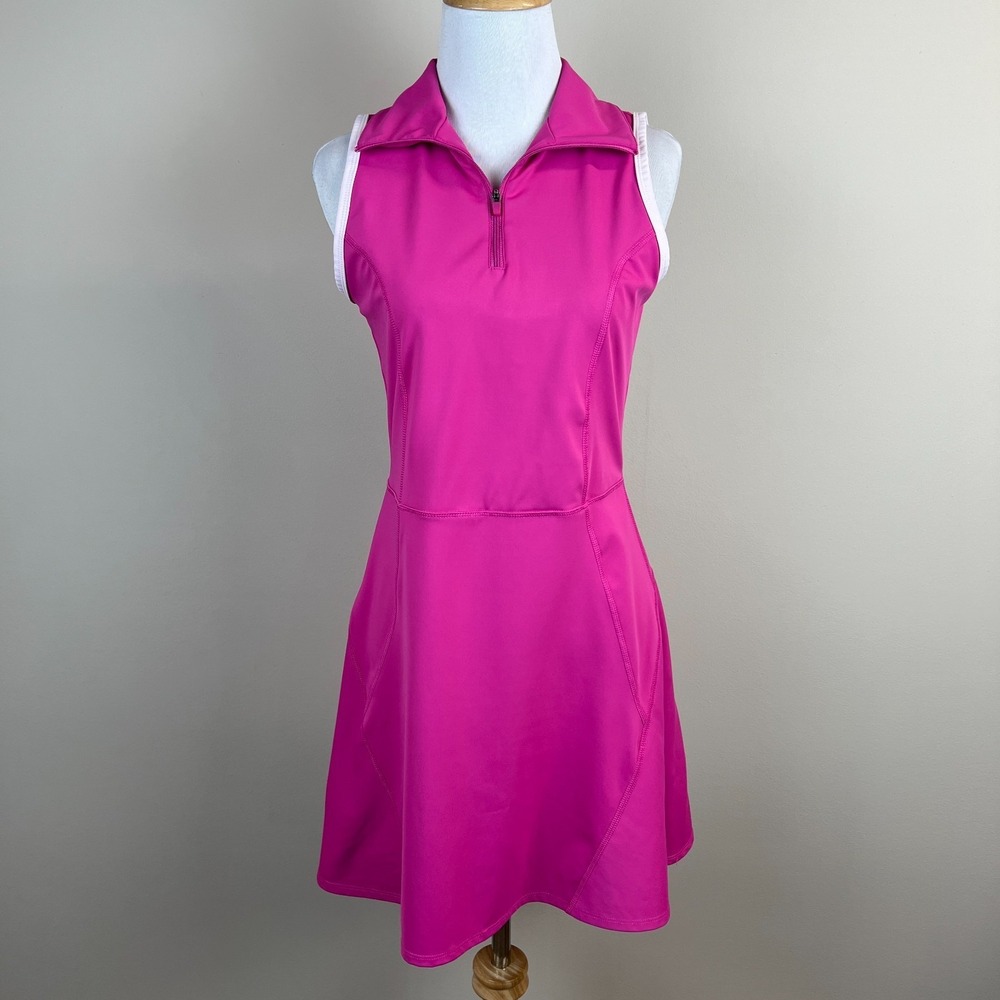 Sincerely Jules Active Dress Medium Pink A-Line Golf Tennis Athleisure 1/4 Zip M